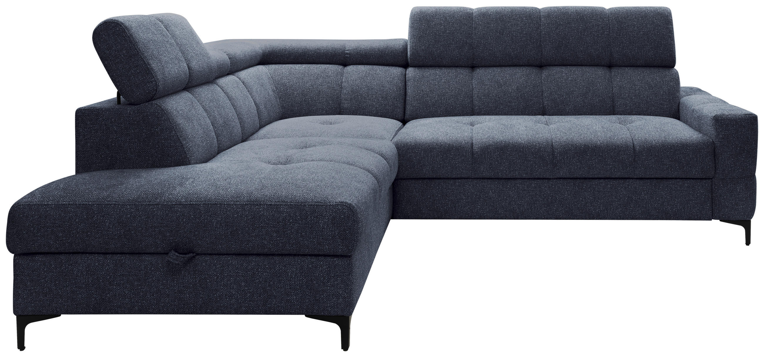 ECKSOFA in Struktur Dunkelblau  212/254 cm  - Schwarz/Dunkelblau, MODERN, Textil/Metall (212/254cm) - Carryhome