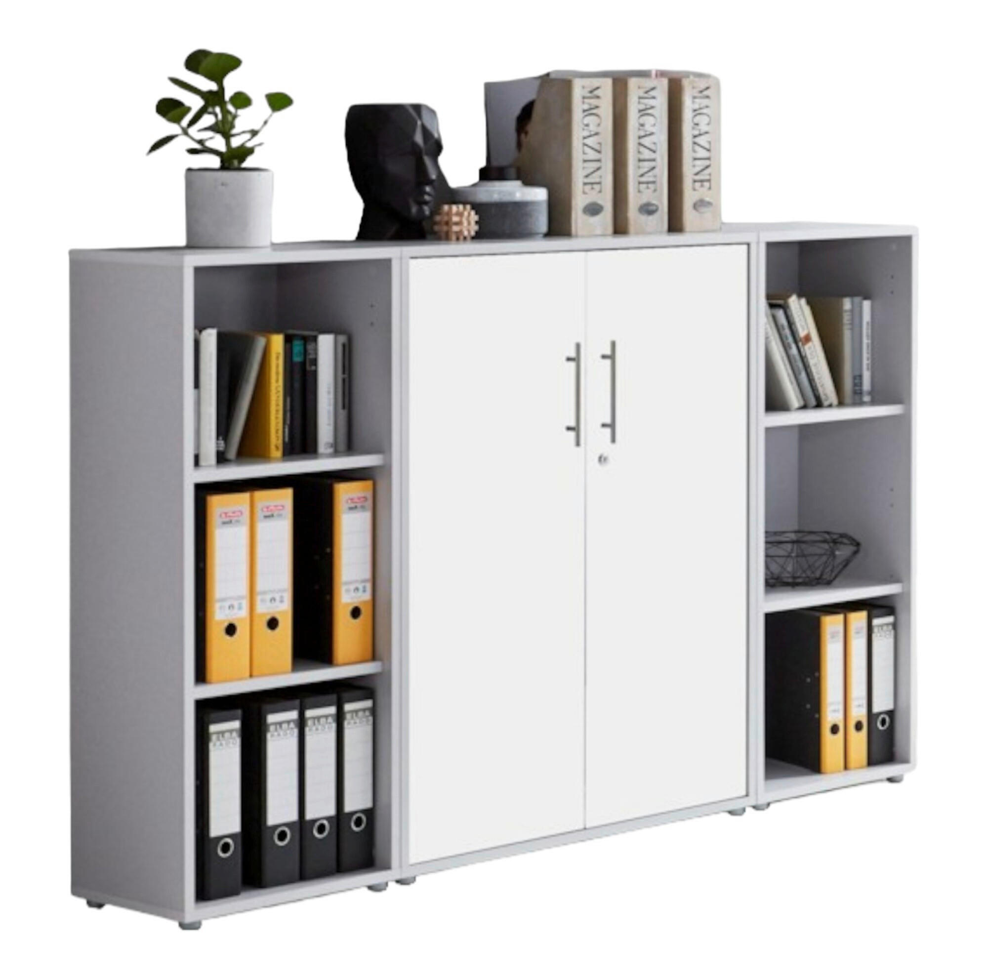 AKTENSCHRANK Grau, Weiß  - Weiß/Grau, MODERN, Holzwerkstoff (173/114/33cm) - MID.YOU
