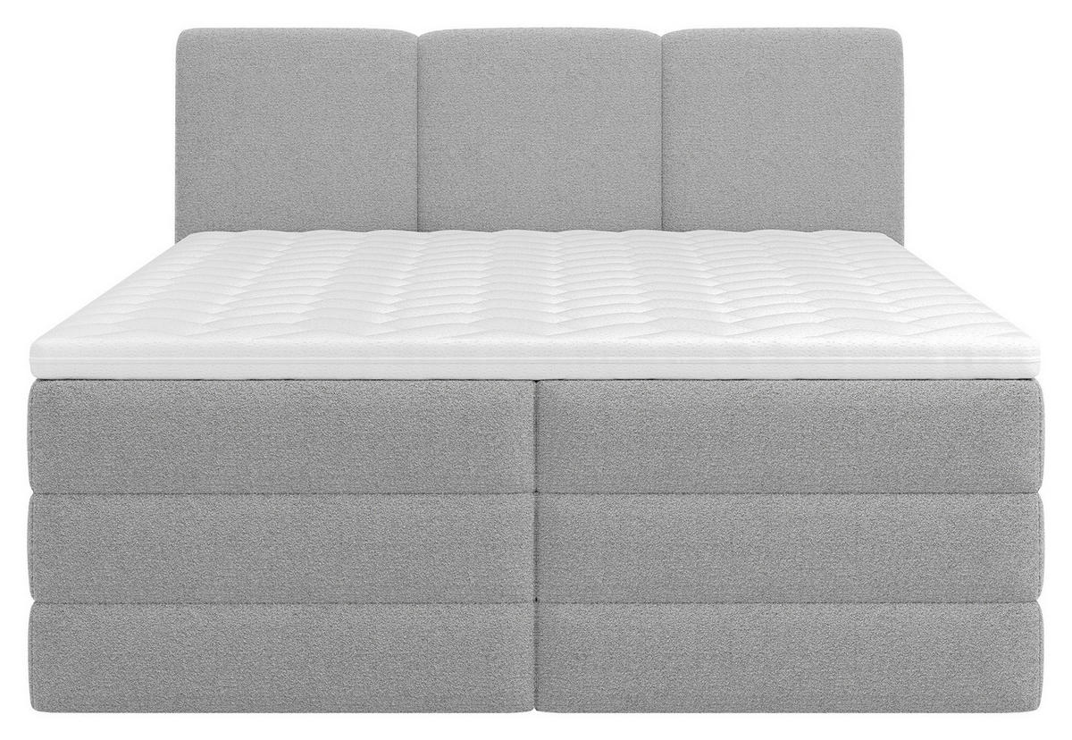 BOXSPRINGBETT 200/200 cm,  in Grau, Bettkasten, Topper, H2 + H3 = mittel + fest  - Schwarz/Grau, MODERN, Holz/Kunststoff (200/200cm) - MID.YOU