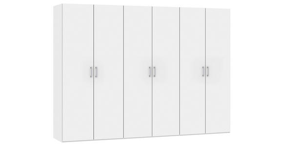 DREHTÜRENSCHRANK  in Weiß  - Chromfarben/Weiß, Design, Holzwerkstoff (303/215/59cm) - Carryhome