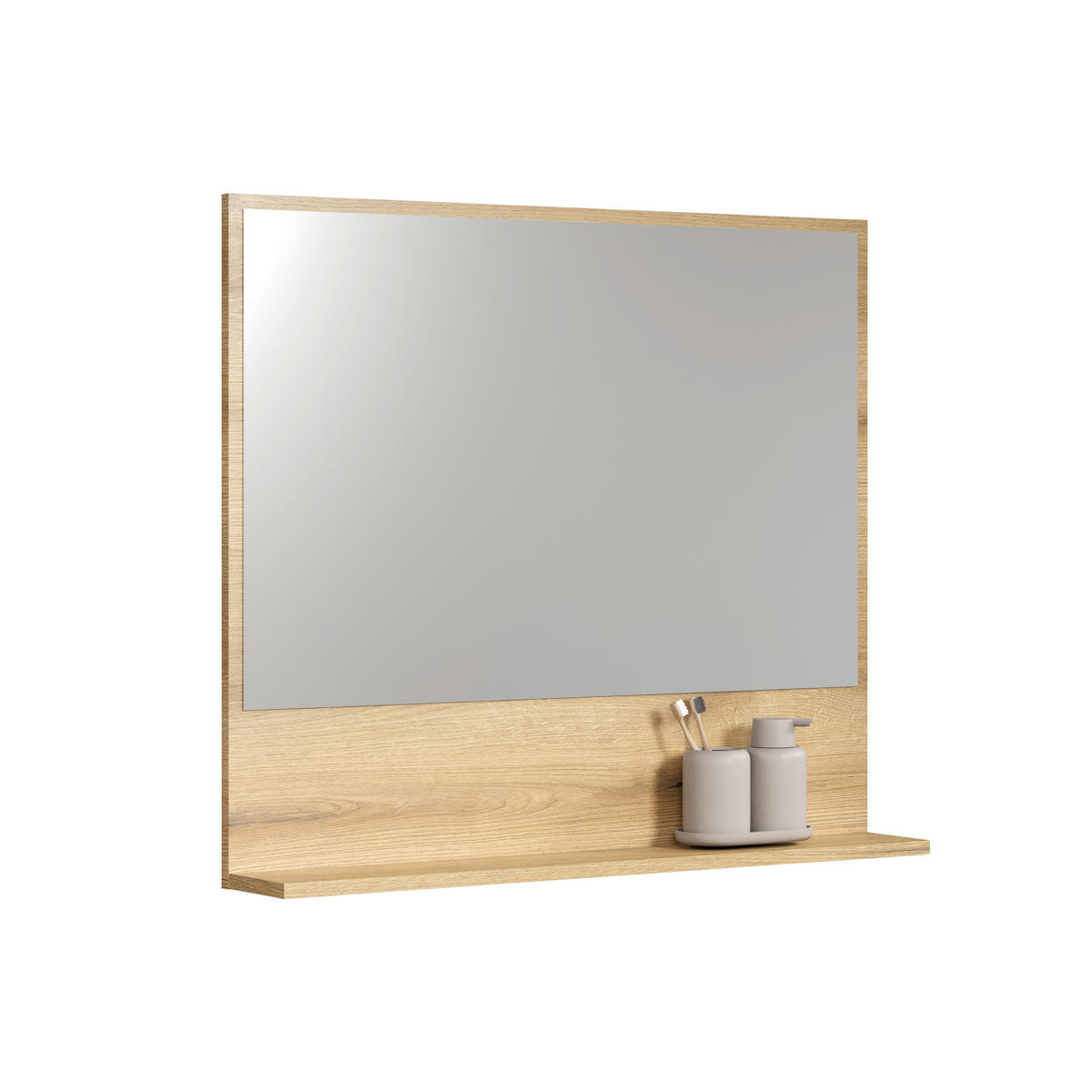 BADEZIMMERSPIEGEL 80/74/14 cm  - Eichefarben, Trend, Glas/Holzwerkstoff (80/74/14cm) - MID.YOU