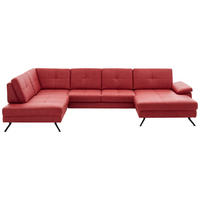 WOHNLANDSCHAFT Rot Lederlook, Mikrofaser  - Rot/Schwarz, Design, Textil/Metall (220/345cm) - Beldomo Speed