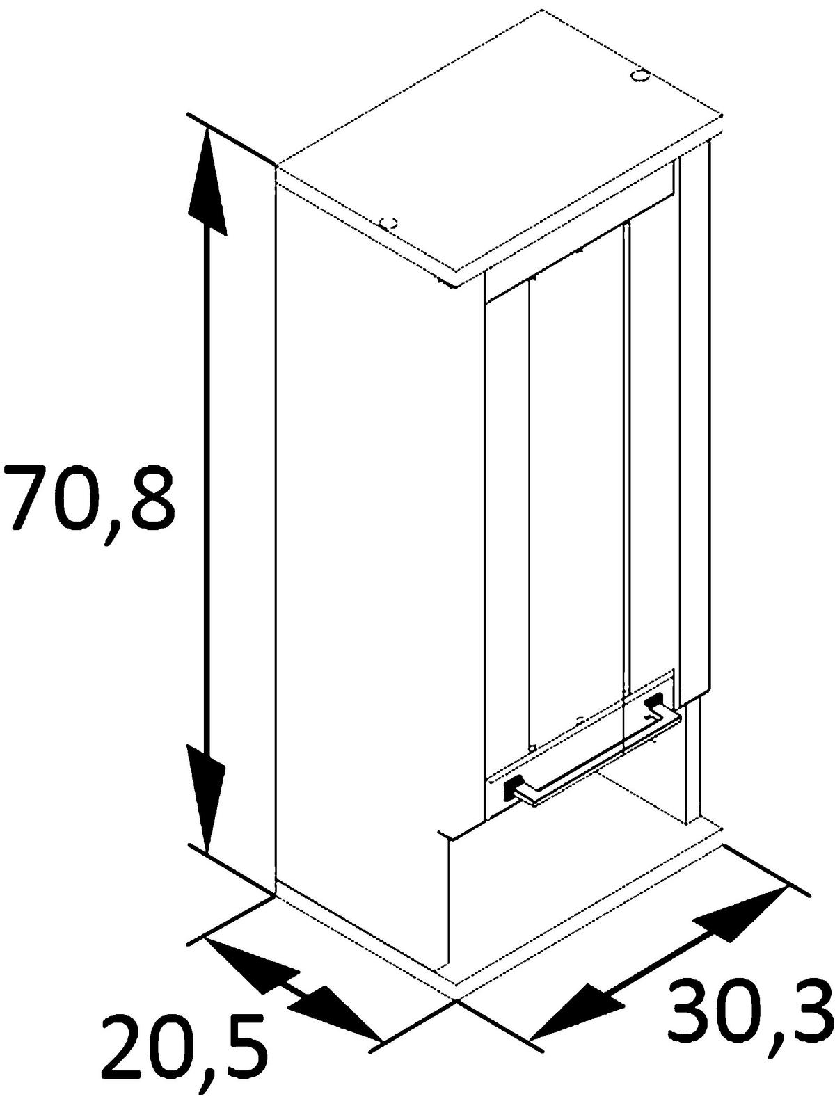 HÄNGESCHRANK 30,3/70,8/20,5 cm  - Platinfarben/Eichefarben, MODERN, Holzwerkstoff/Metall (30,3/70,8/20,5cm) - Stylife