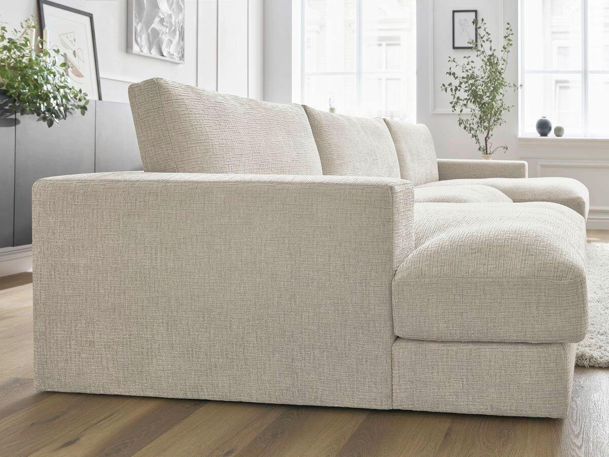 WOHNLANDSCHAFT LEONARD Beige Struktur  - Beige/Schwarz, MODERN, Kunststoff/Textil (159/404/159cm)
