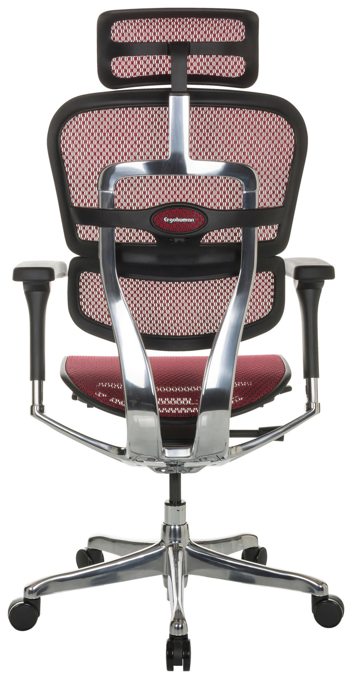 DREHSTUHL Netz Rot  - Rot/Silberfarben, Basics, Kunststoff/Textil (69/119-144/65cm) - MID.YOU