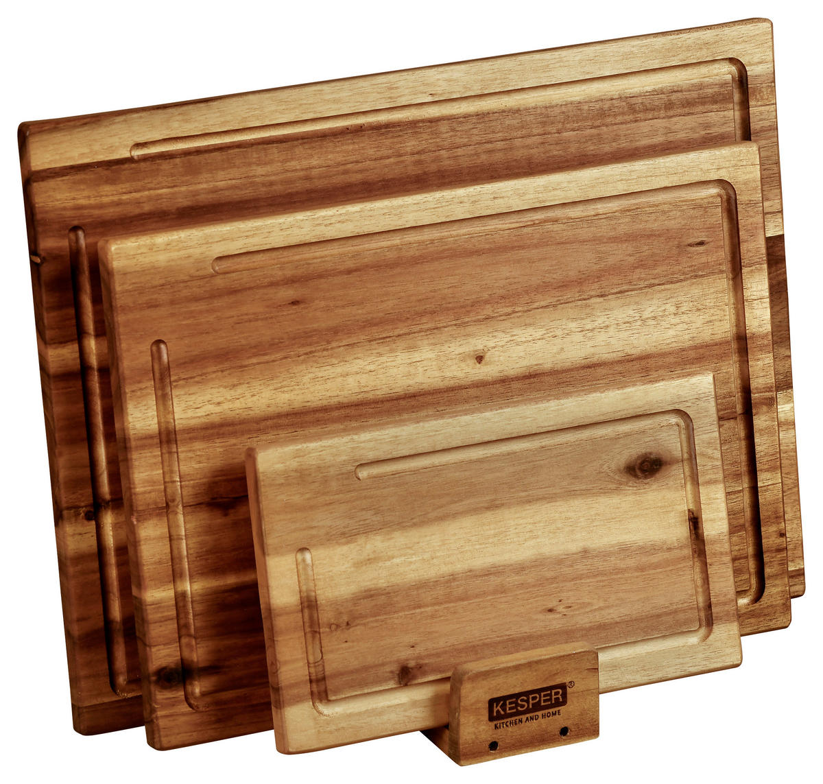 SCHNEIDEBRETT-SET Holz Akazie  - Braun, Basics, Holz (40/11,2/31,5cm) - Kesper