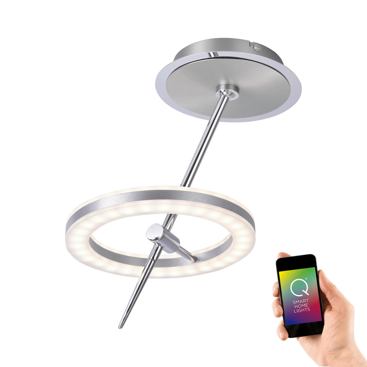 LED-DECKENLEUCHTE 31/31/40 cm  - Edelstahlfarben, Design, Kunststoff/Metall (31/31/40cm) - Just Light