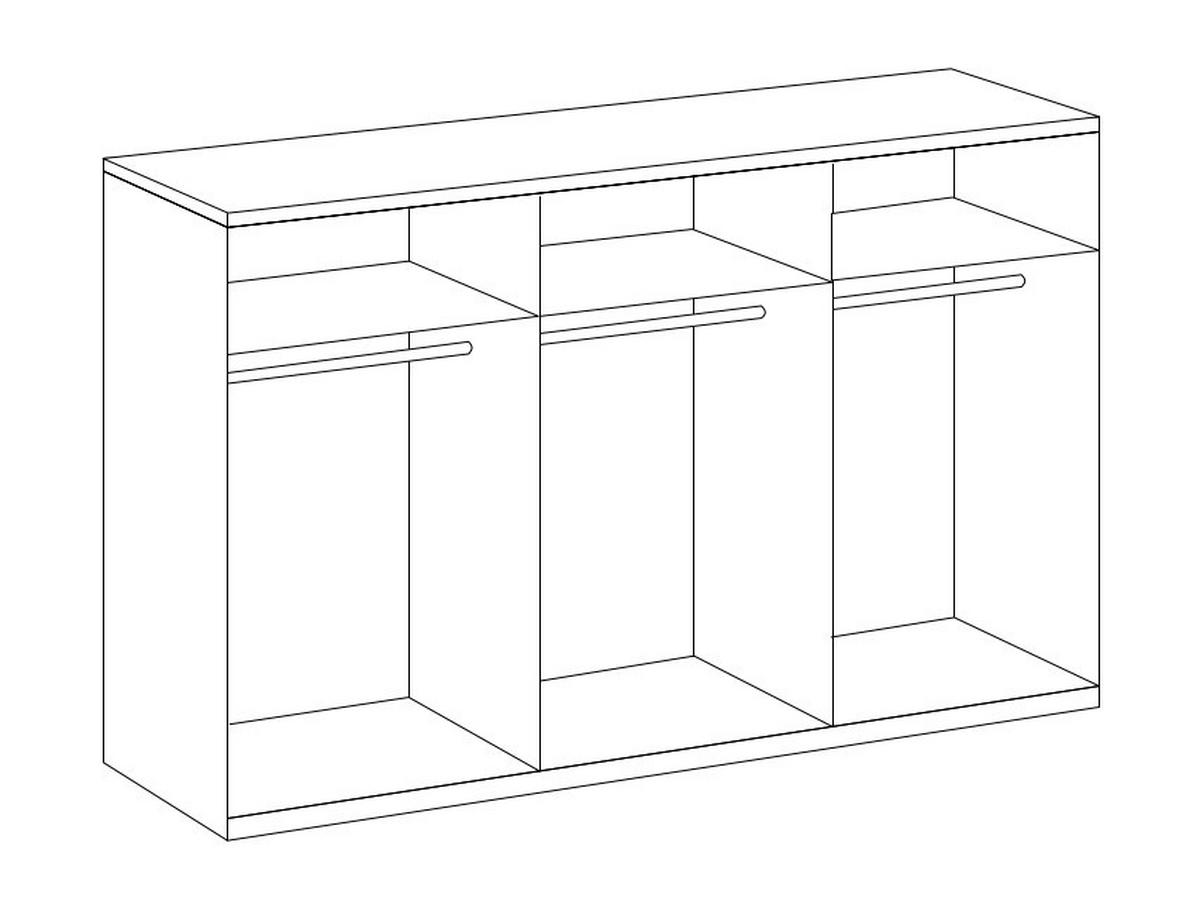 GARDEROB MED SKJUTDÖRRAR 270/208/64 cm 3-dörrar - vit/ek Artisan, Design, metall/trämaterial (270/208/64cm) - Carryhome