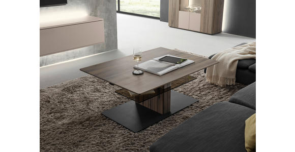 COUCHTISCH in Holz, Glas 110/80/47-62 cm  - Anthrazit/Buchefarben, Design, Glas/Holz (110/80/47-62cm) - Johann Jakob