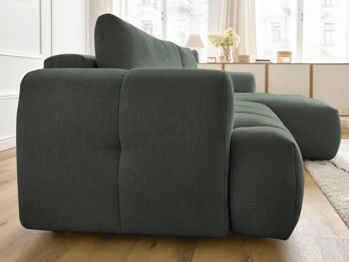 ECKSCHLAFSOFA FUJI Leinenoptik Grün  inkl.  - Schwarz/Grün, MODERN, Kunststoff/Textil (292/160cm)