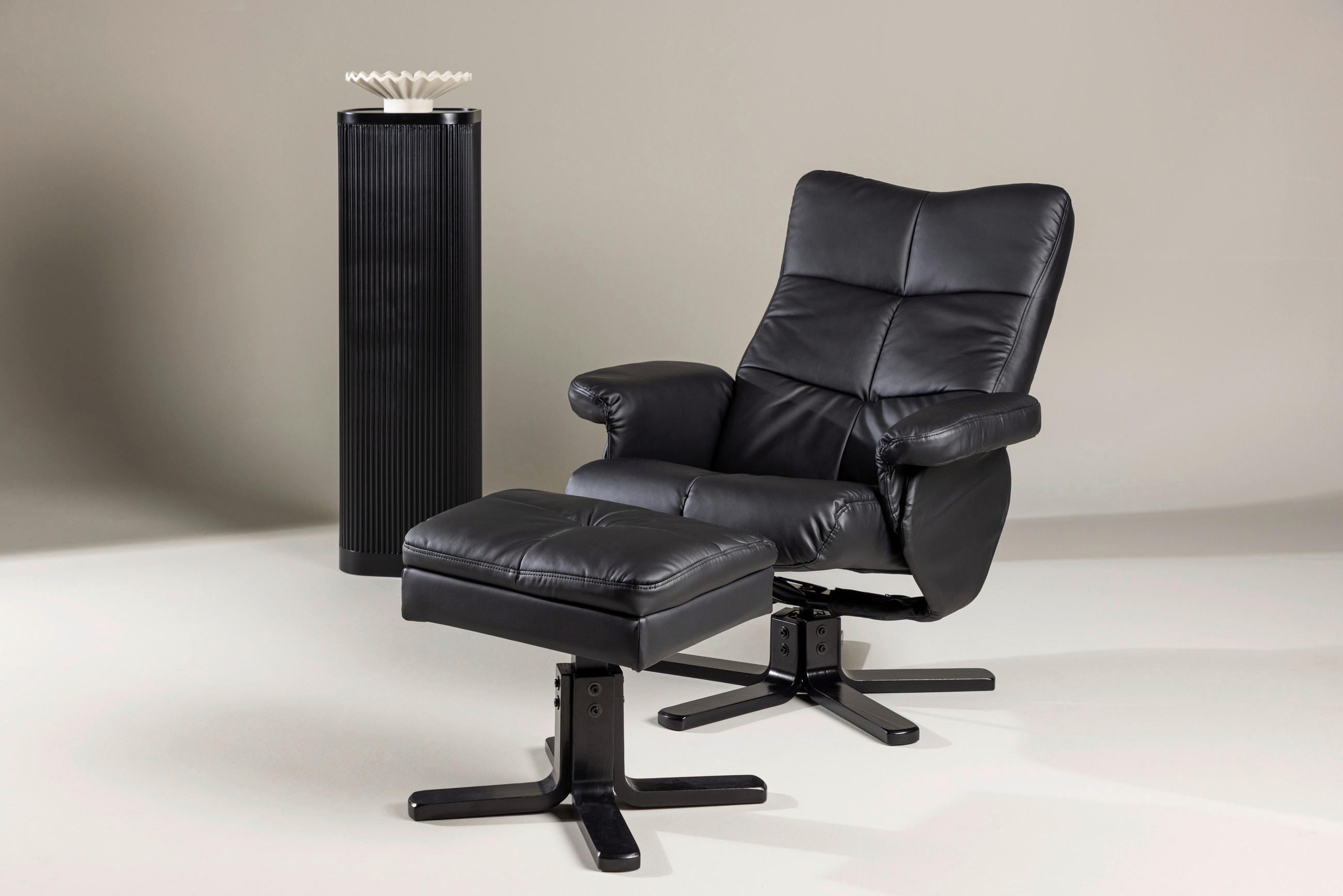 RELAXSESSELSET in Metall, Textil Schwarz  - Schwarz, Design, Textil/Metall (78/101/90cm) - Livetastic