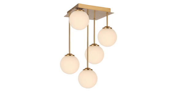 HÄNGELEUCHTE 25,5/25,5/41 cm - Goldfarben/Weiß, Trend, Glas/Metall (25,5/25,5/41cm) - Novel