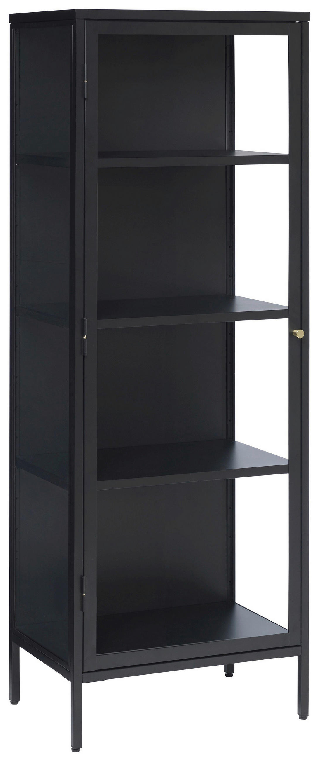 VITRINSKÅP svart  57/160/40 cm  - svart/guldfärgad, Trend, metall/glas (57/160/40cm) - Xora