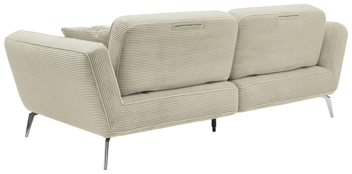 3-SITZER-SOFA Cord Creme  - Chromfarben/Creme, KONVENTIONELL, Kunststoff/Textil (260/90/125cm) - SetOne by Musterring