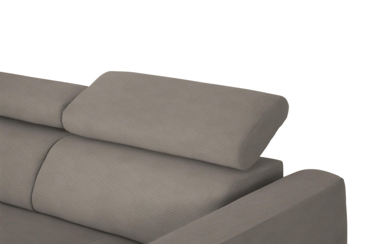 ECKSOFA Graubraun Feincord  - Graubraun/Schwarz, Design, Textil/Metall (205/280cm) - Xora