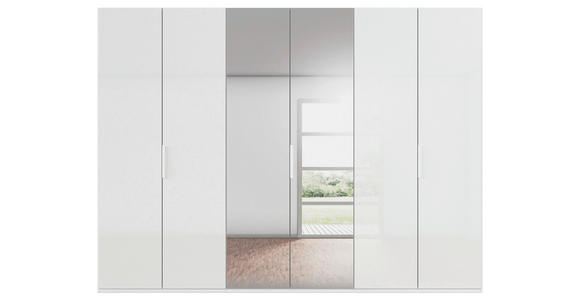 DREHTÜRENSCHRANK 301/223/61 cm,  in Weiß, 6-türig  - Weiß, Basics, Glas/Holzwerkstoff (301/223/61cm) - Novel