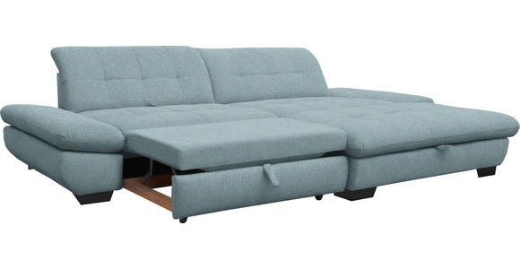 ECKSOFA in Mikrofaser Pastellblau  - Pastellblau/Schwarz, Design, Textil/Metall (290/198cm) - Xora