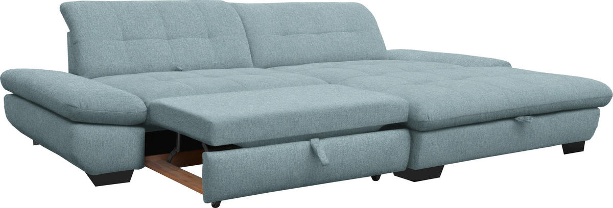 ECKSOFA in Mikrofaser Pastellblau  - Pastellblau/Schwarz, Design, Textil/Metall (290/198cm) - Xora