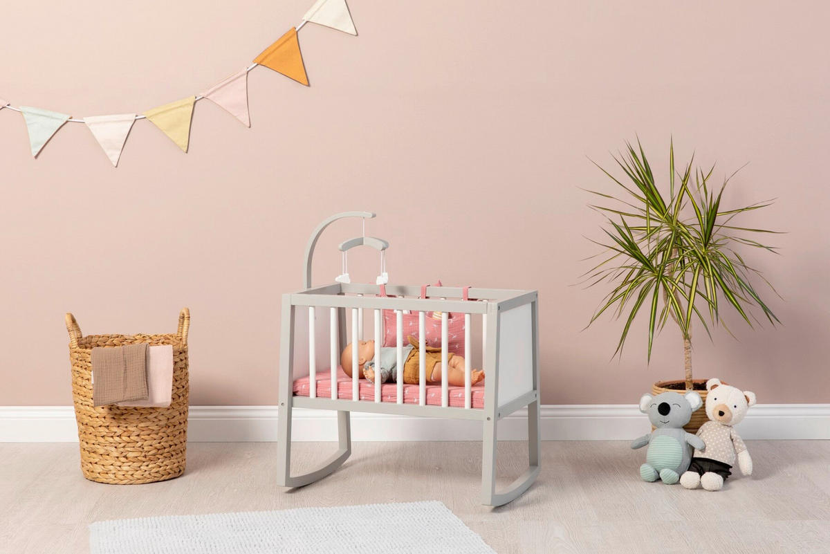 PUPPENWIEGE VIOLA  - Altrosa/Weiß, Basics, Holz/Holzwerkstoff (56/39/70cm) - MUSTERKIND