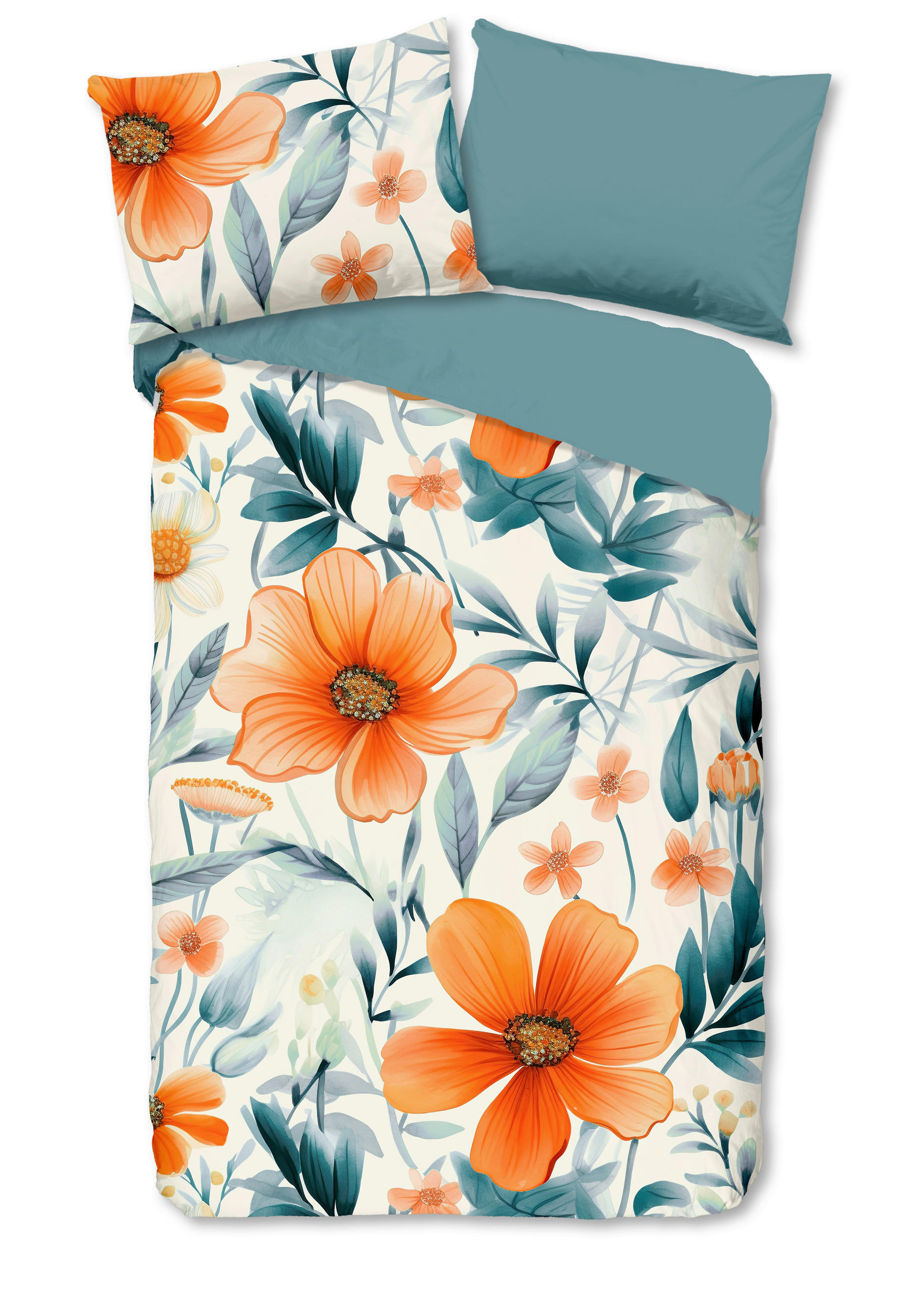 WENDEBETTWÄSCHE 2-teilig Good Morning Renforcé 140/200 cm  - Koralle/Multicolor, Basics, Textil (140/200cm)