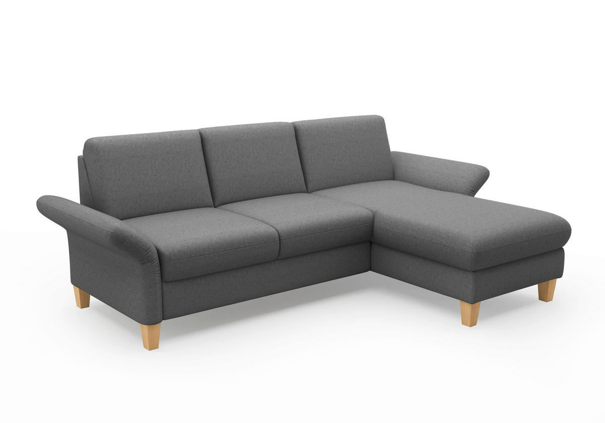 ECKSOFA ROCHELLE E Dunkelgrau Flachgewebe  - Eichefarben/Dunkelgrau, KONVENTIONELL, Holz/Textil (251/164cm) - Sit & More