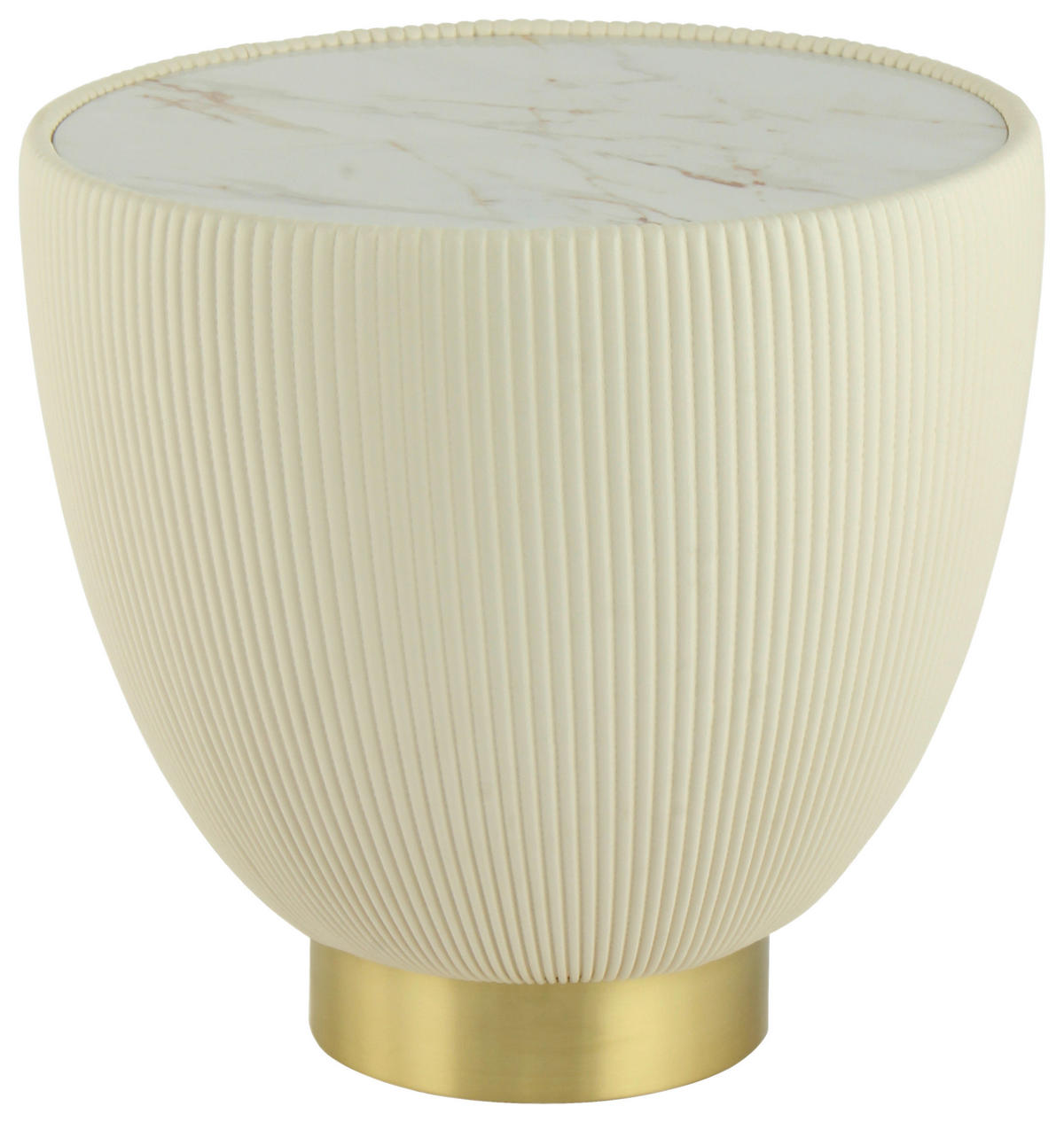 BEISTELLTISCH Creme rund  - Goldfarben/Creme, Design, Textil/Stein (47/45cm) - Kayoom