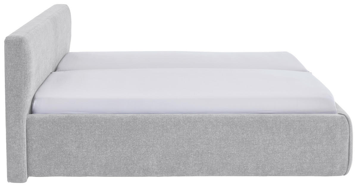 POLSTERBETT 160/200 cm,  in Hellgrau, Bettkasten, Lattenroste,  - Birkefarben/Buchefarben, Design, Holz/Textil (160/200cm) - Xora