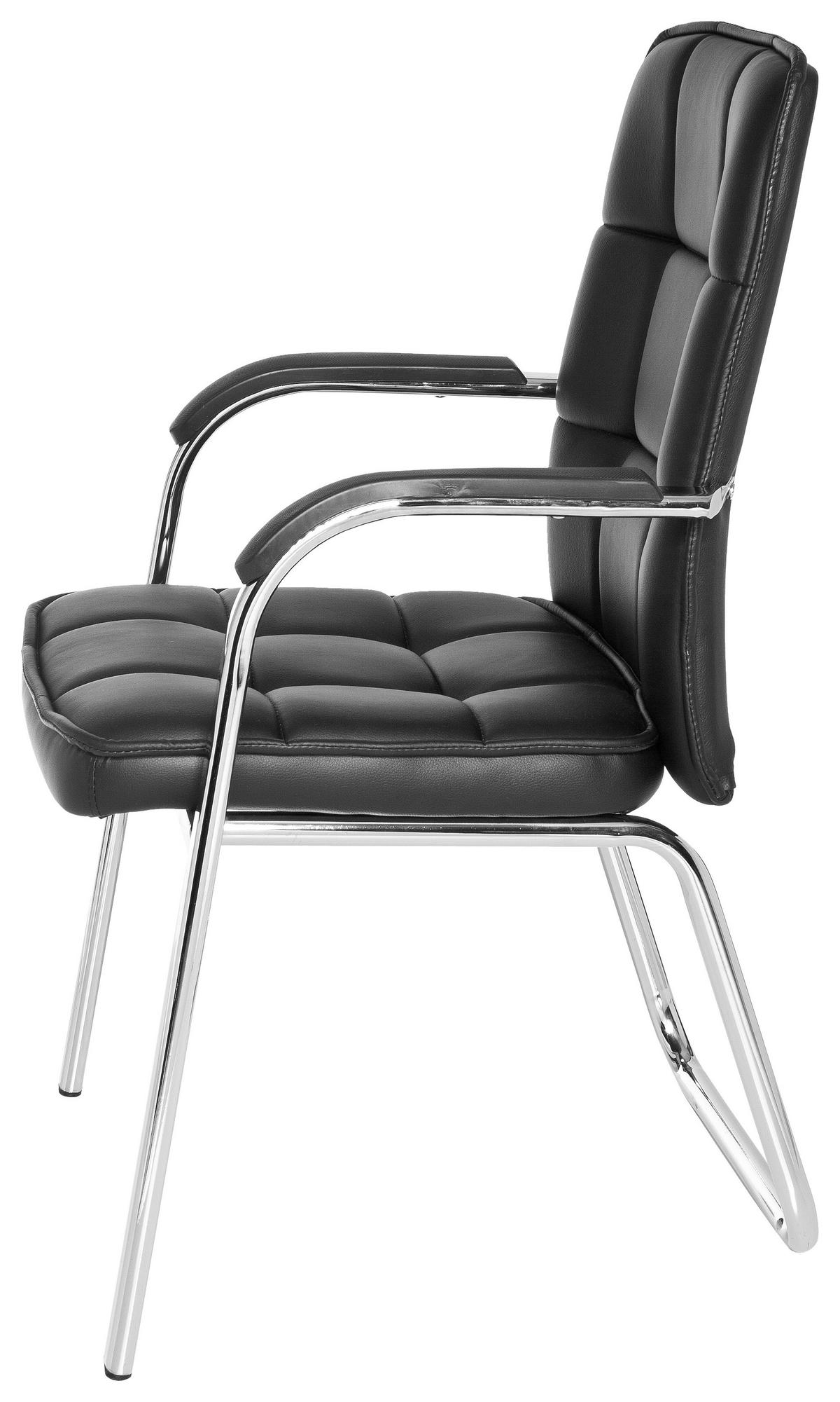 BESUCHERSTUHL  in Lederlook Schwarz  - Chromfarben/Schwarz, MODERN, Kunststoff/Textil (54/93/44cm) - MID.YOU