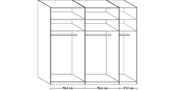 SCHWEBETÜRENSCHRANK in Eichefarben, Champagner - Champagner/Eichefarben, KONVENTIONELL, Glas/Holz (250/217/67cm) - Dieter Knoll