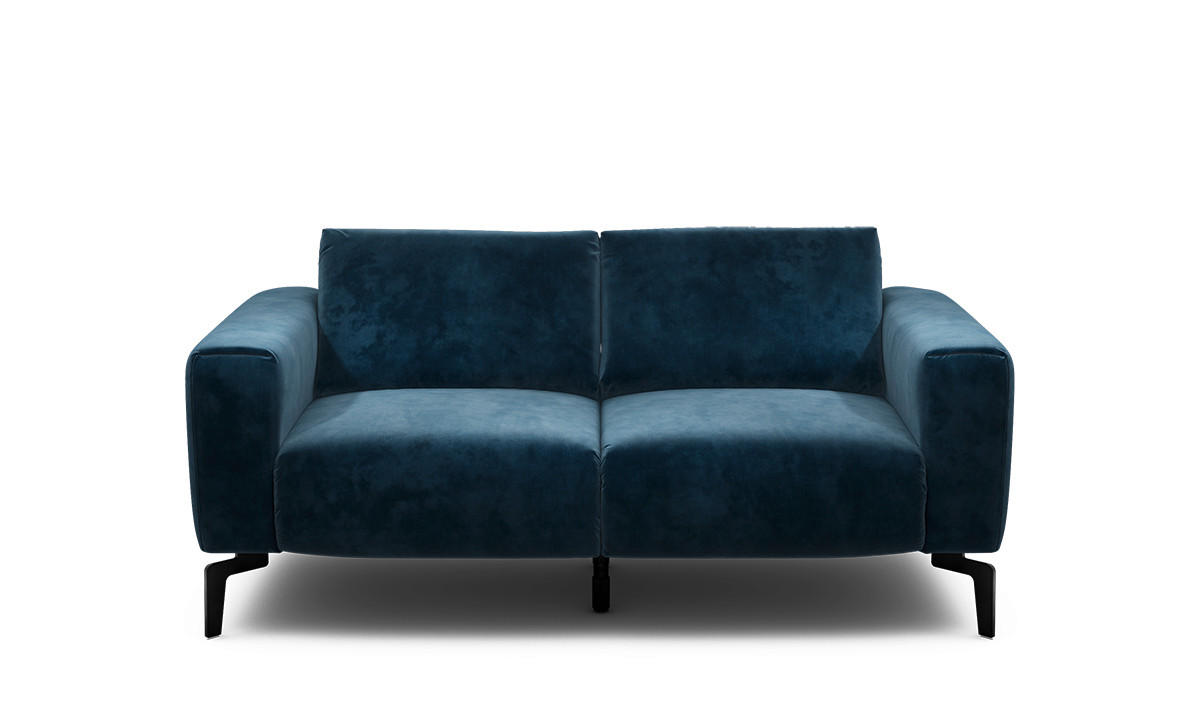 2-SITZER-SOFA Samt Dunkelblau  - Schwarz/Dunkelblau, Design, Textil/Metall (180/86/86-94cm) - SENSOO