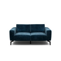 2-SITZER-SOFA Samt Dunkelblau  - Schwarz/Dunkelblau, Design, Textil/Metall (180/86/86-94cm) - SENSOO