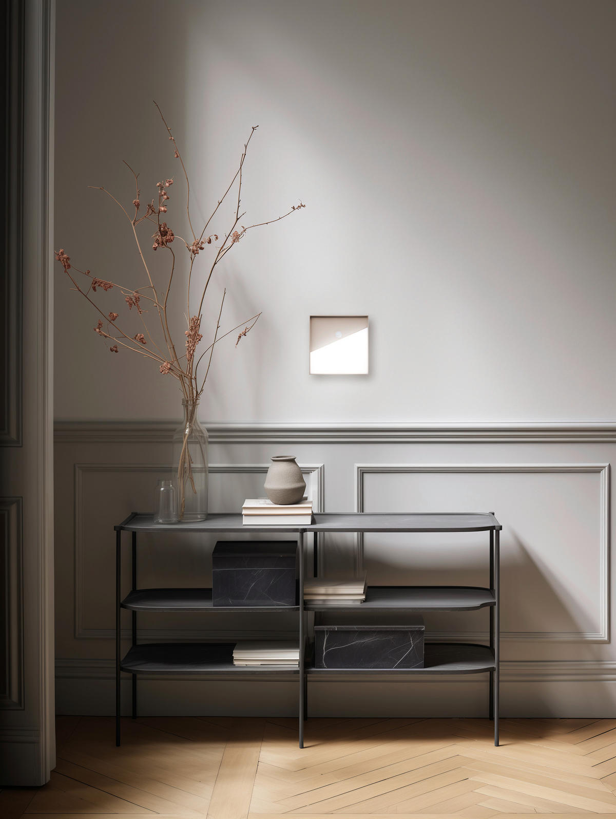 AKKU-WANDLEUCHTE - Sandfarben, Design, Metall (15/15/4cm)