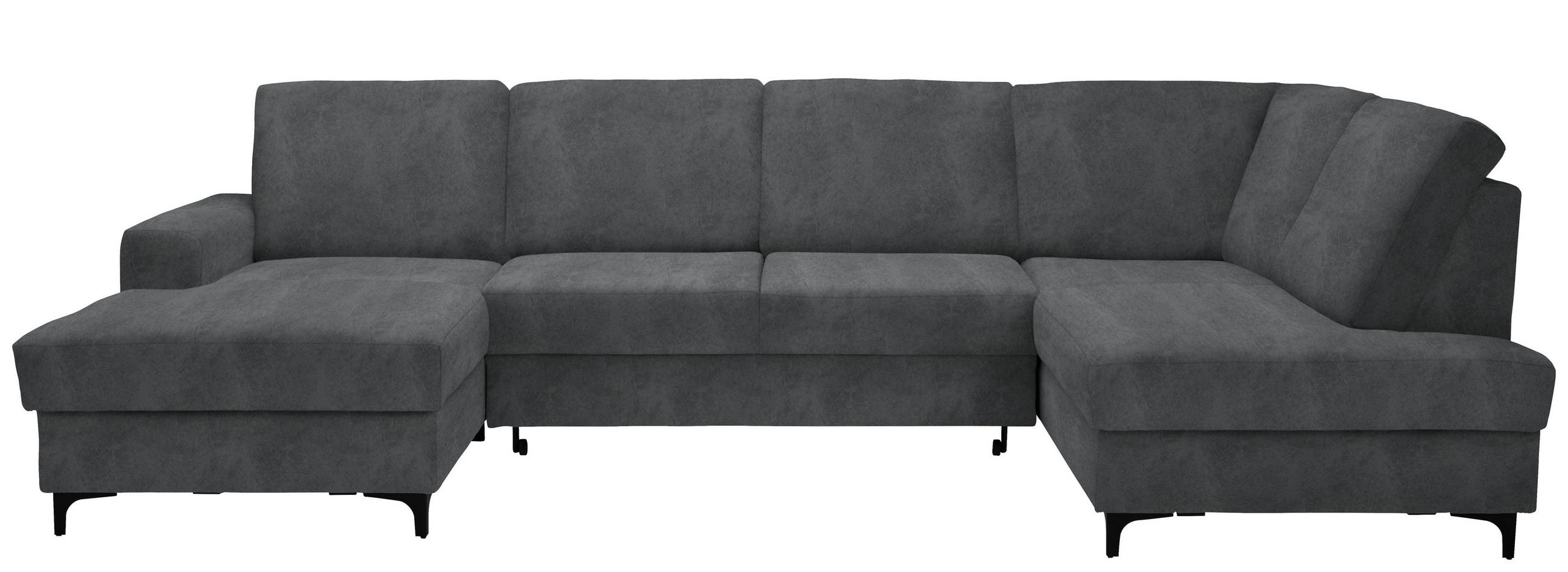WOHNLANDSCHAFT in Flachgewebe Grau  - Schwarz/Grau, Konventionell, Textil/Metall (167/317/185cm) - Stylife