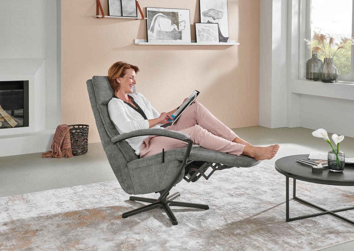 RELAXSESSEL in Textil Grau  - Schwarz/Grau, Design, Textil/Metall (76/110/83cm) - Beldomo Speed
