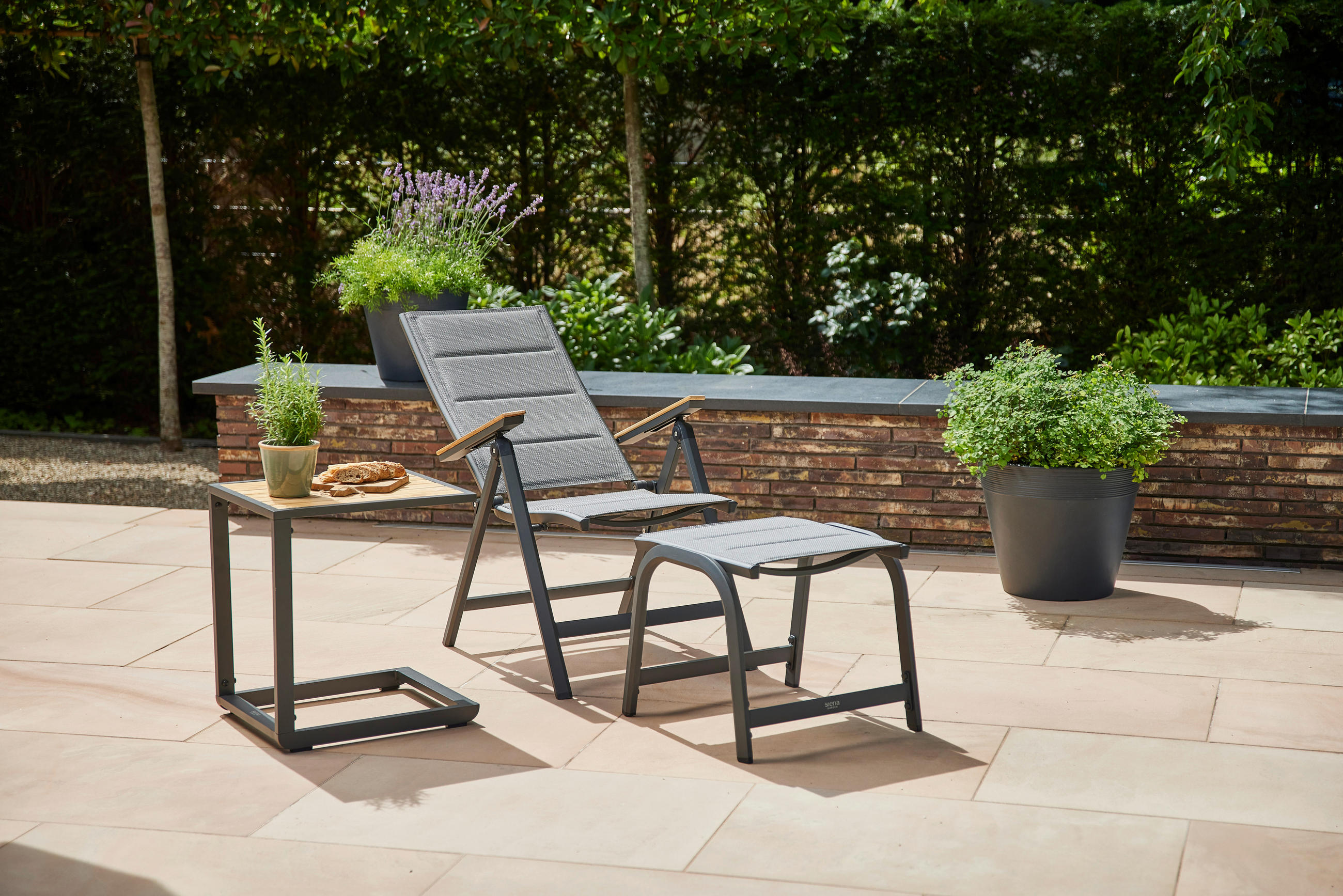 GARTENBEISTELLTISCH 50/41/55 cm Holz  - Anthrazit/Teakfarben, MODERN, Holz/Metall (50/41/55cm) - Siena Garden