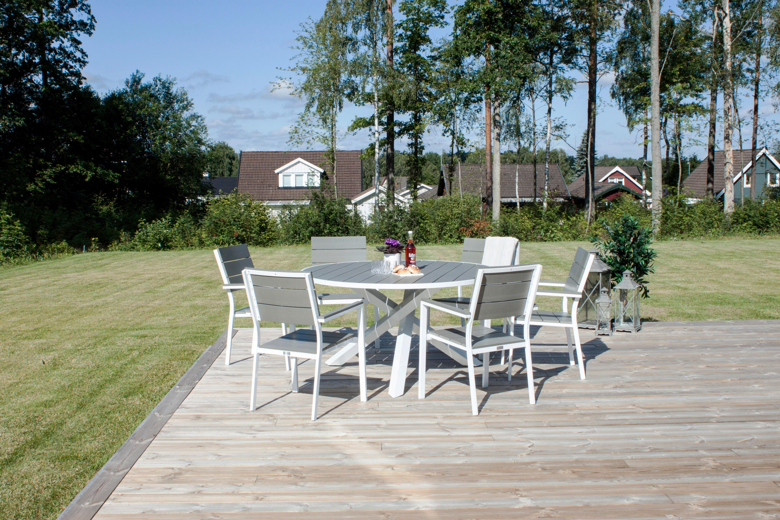 GARTENTISCH 140/140/73 cm Metall  - Weiß/Grau, KONVENTIONELL, Kunststoff/Metall (140/140/73cm) - Gardenson