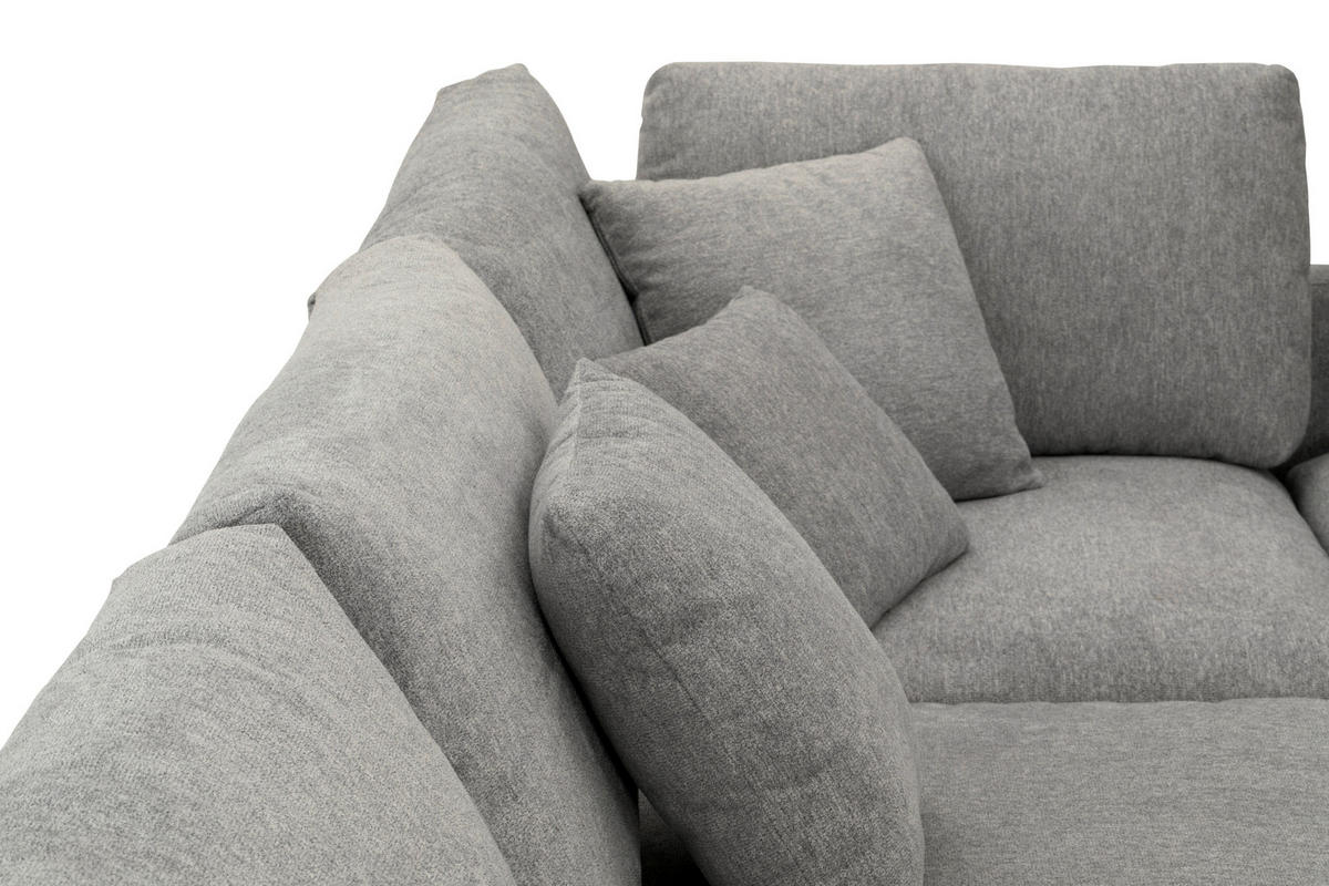 ECKSOFA Grau Webstoff  - Schwarz/Grau, Design, Textil/Metall (323/212cm) - Livetastic