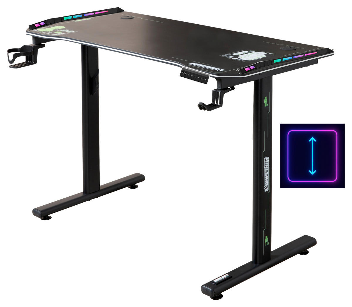 GAMINGTISCH Schwarz  - Schwarz, MODERN, Holzwerkstoff/Metall (120/60/71-118cm) - Minecraft