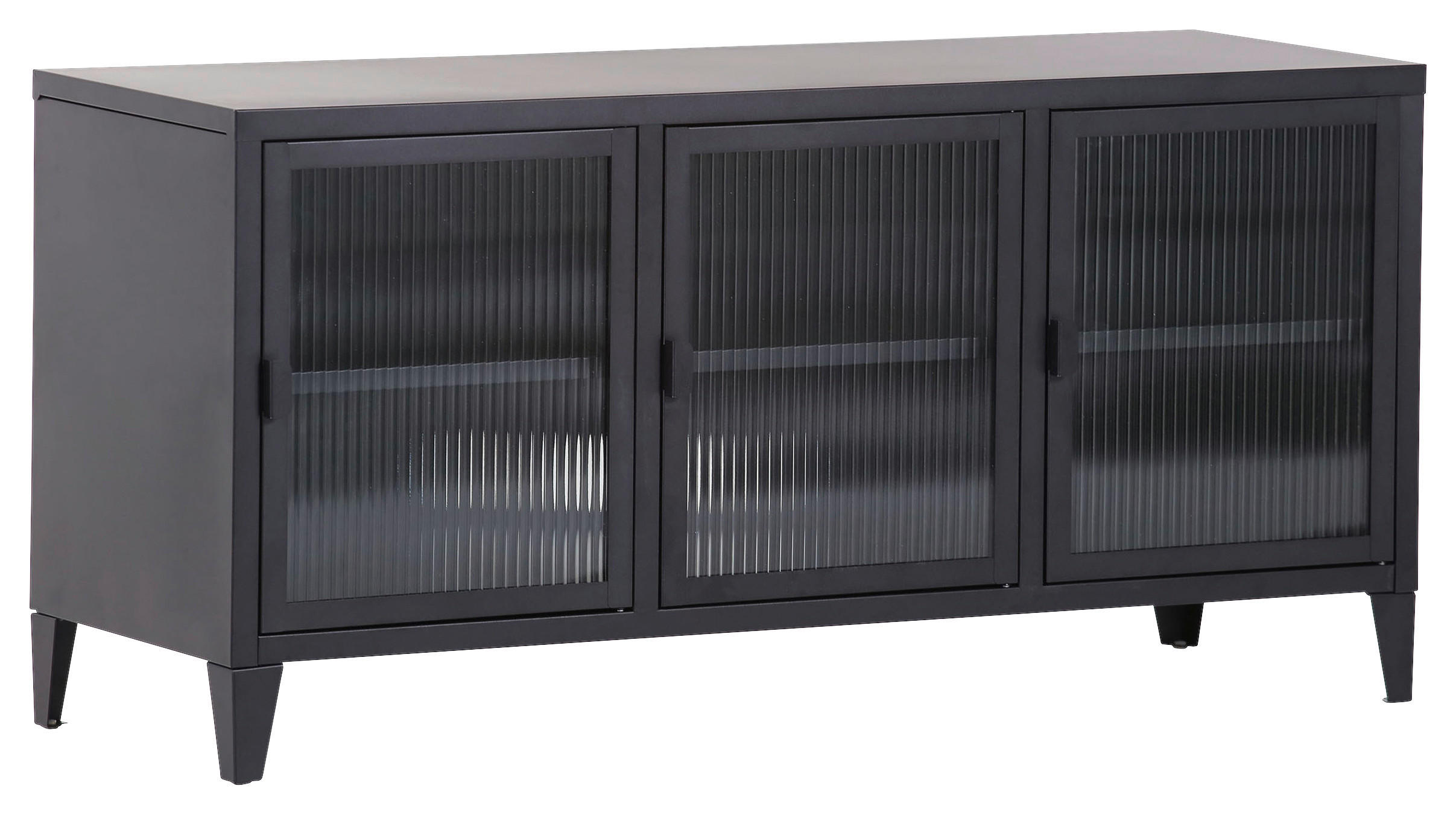 Comodă Cu Uși 120/58/42 cm  - negru, Basics, sticlă/metal (120/58/42cm) - Livetastic