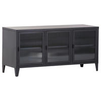 Comodă Cu Uși 120/58/42 cm  - negru, Basics, sticlă/metal (120/58/42cm) - Livetastic