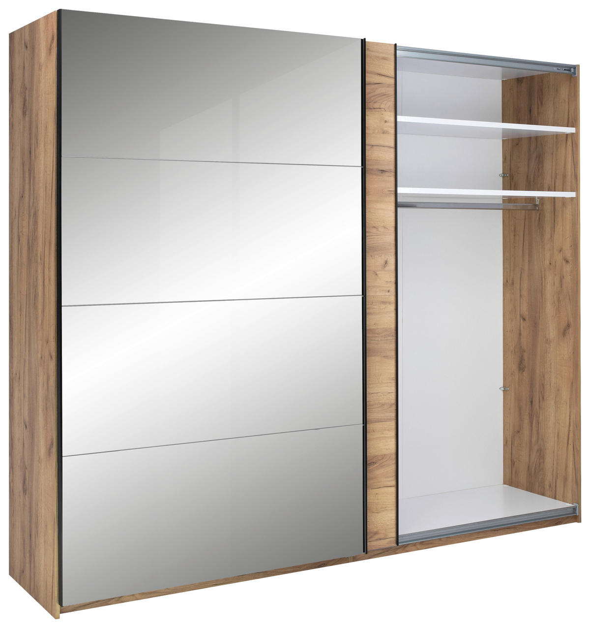SCHIEBETÜRENSCHRANK 250/210/62 cm 2-türig Eichefarben  - Eichefarben/Schwarz, MODERN, Holzwerkstoff/Metall (250/210/62cm) - MID.YOU