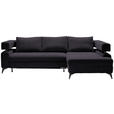 ECKSOFA Schwarz Chenille  - Schwarz, KONVENTIONELL, Textil/Metall (265/184cm) - Hom`in