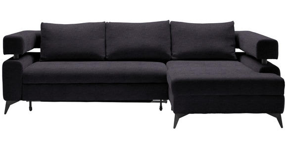 ECKSOFA Schwarz Chenille  - Schwarz, KONVENTIONELL, Textil/Metall (265/184cm) - Hom`in