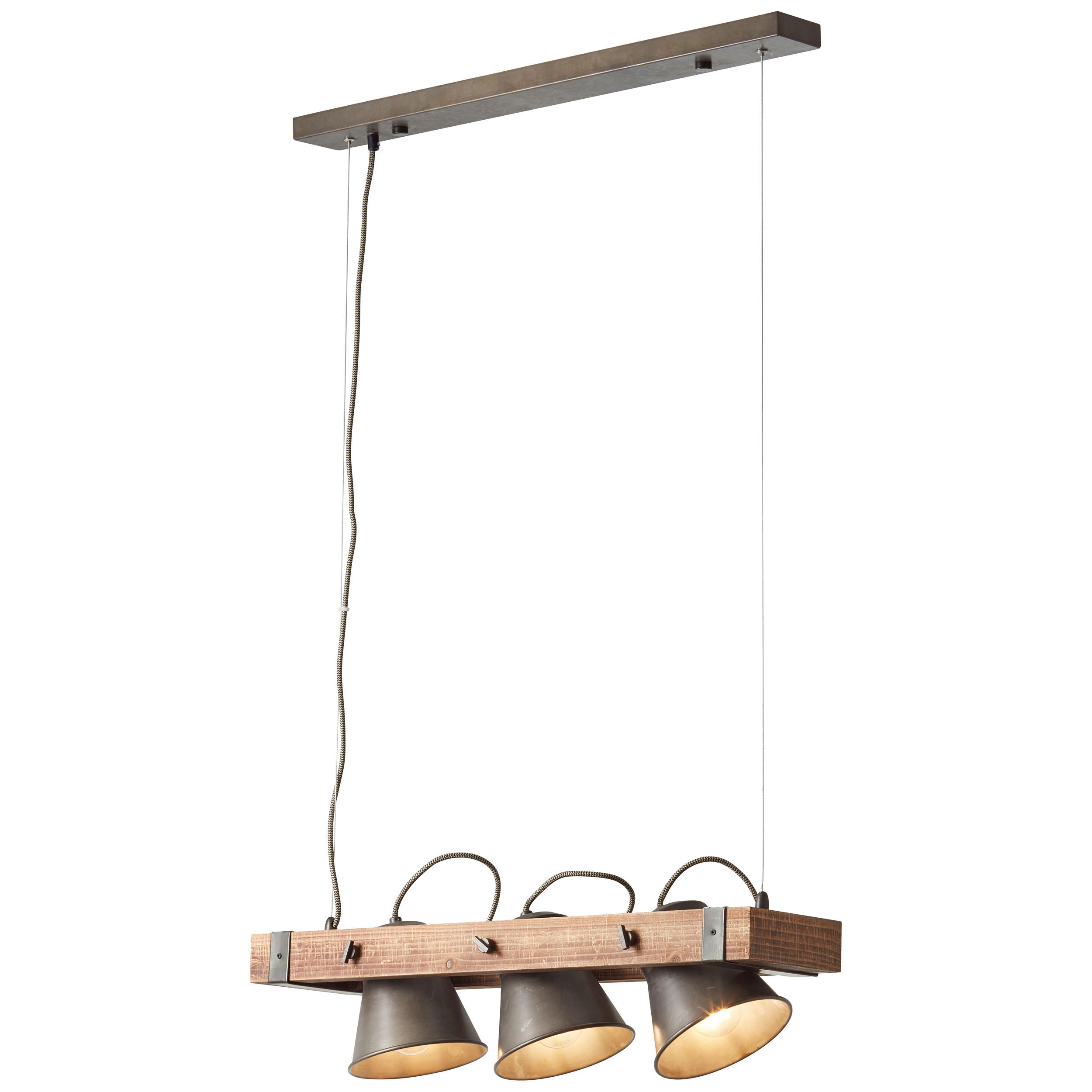 HÄNGELEUCHTE PLOW 70/115 cm   - Schwarz, Design, Holz/Metall (70/115cm) - Brilliant