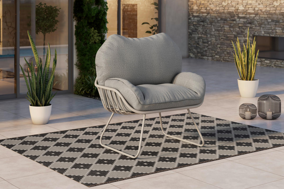 GARTENSET 4-teilig Webstoff Eisen 4-teilig  - Beige/Creme, Basics, Glas/Textil - Ambia Garden