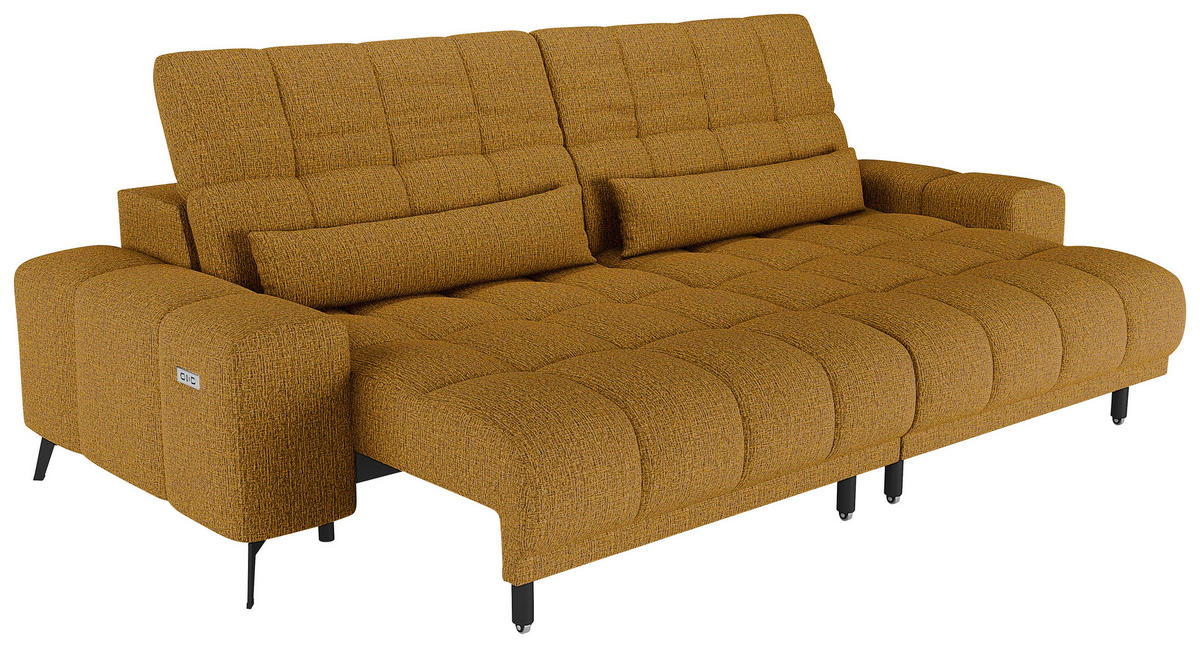 BIGSOFA Chenille Senfgelb  - Senfgelb/Schwarz, MODERN, Textil/Metall (300/112/121cm) - Xora