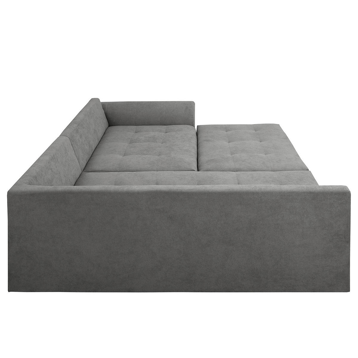 ECKSOFA inkl. Hocker Ariella Dunkelgrau Mikrofaser  - Dunkelgrau/Naturfarben, Design, Holz/Textil (161/231cm) - Livetastic