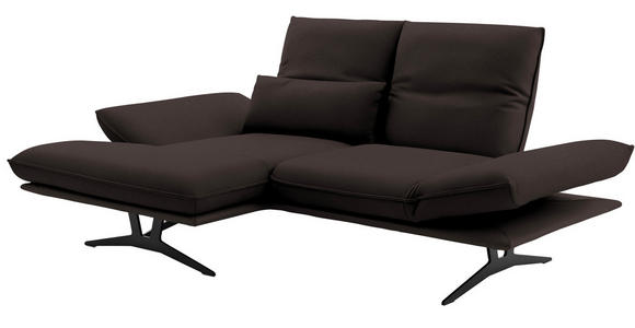 ECKSOFA in Echtleder Braun  - Gelb/Schwarz, Design, Leder/Metall (130/210cm) - Dieter Knoll