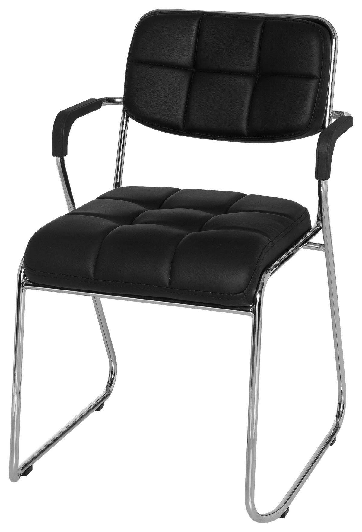 BESUCHERSTUHL Schwarz  - Chromfarben/Schwarz, Basics, Kunststoff/Textil (49/79/44cm) - MID.YOU