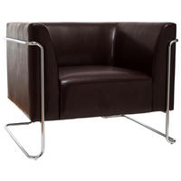 DESIGNSESSEL Lederlook Dunkelbraun    - Chromfarben/Dunkelbraun, MODERN, Textil/Metall (88/74/74cm) - MID.YOU